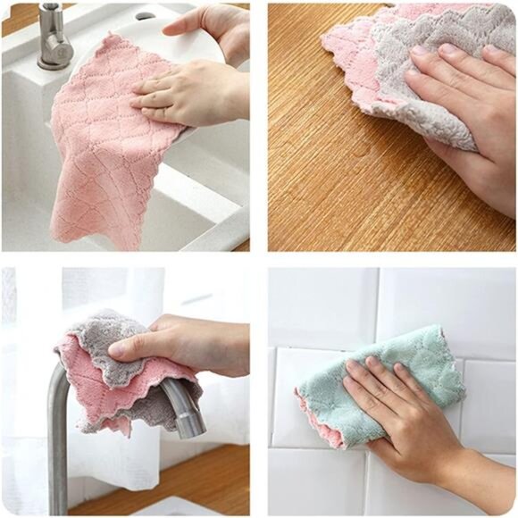 12 Pack Colorful Kitchen Towels Quick Dry Washcloths, Coral Velvet Dishtowels‎ - Picture 4 of 6